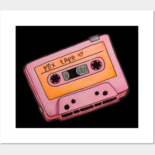 Colorful Mix Tape - Retro Cassette Tape Drawing Posters and Art